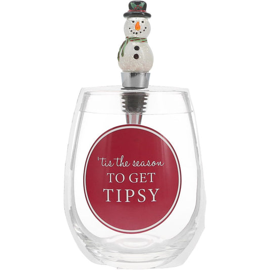 Wine Glass Christmas Gift Set - Tipsy
