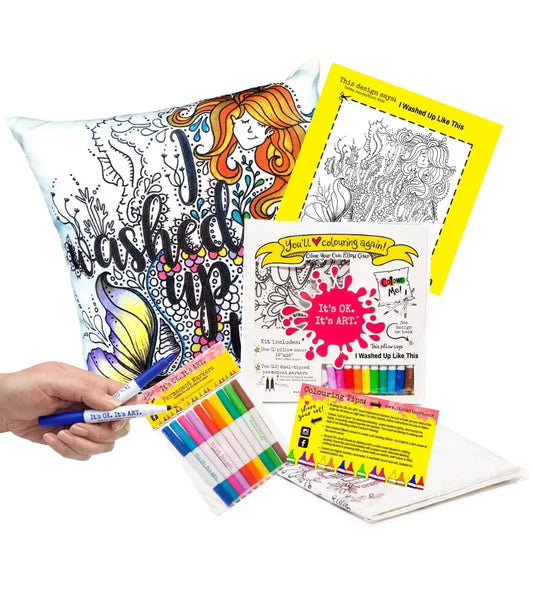 Its Ok Its Art Colour Your Own Pillow Cover Kit  - Mermaid